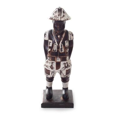 Alternate image for Distressed Hand Carved Wood Statuette of Dutch Boy Sinyo