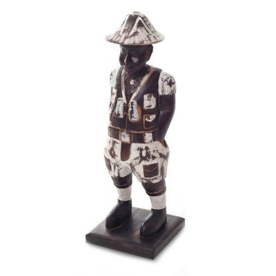 Alternate image for Distressed Hand Carved Wood Statuette of Dutch Boy Sinyo