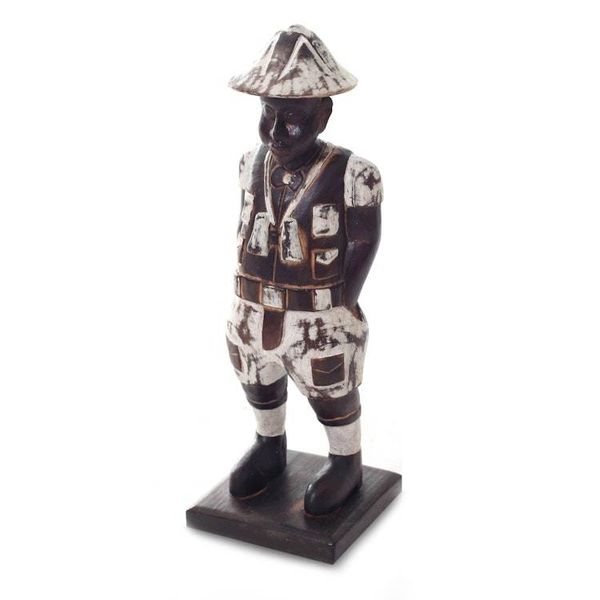 Alternate image for Distressed Hand Carved Wood Statuette of Dutch Boy Sinyo