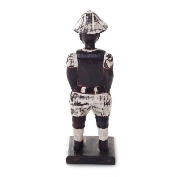 Alternate image for Distressed Hand Carved Wood Statuette of Dutch Boy Sinyo