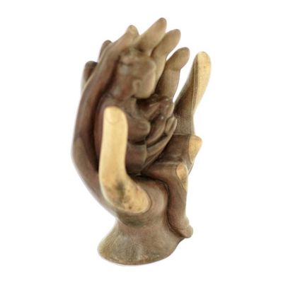 Alternate image for Hand-Carved Hibiscus Wood Sculpture from Bali Unique Love