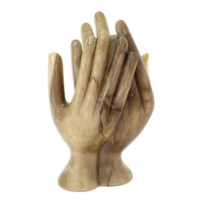 Alternate image for Hand-Carved Hibiscus Wood Sculpture from Bali Unique Love