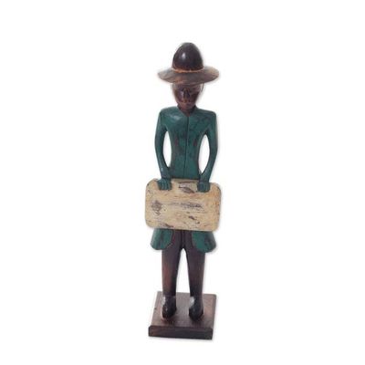 Alternate image for Rustic Colonial Era Balinese Doctor Wooden Sculpture Colonial Doctor