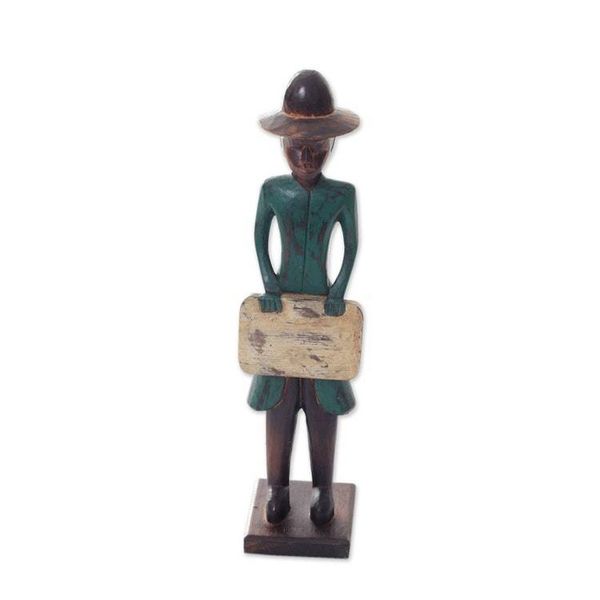 Alternate image for Rustic Colonial Era Balinese Doctor Wooden Sculpture Colonial Doctor