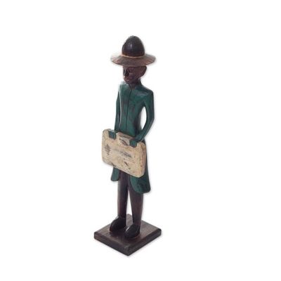 Alternate image for Rustic Colonial Era Balinese Doctor Wooden Sculpture Colonial Doctor