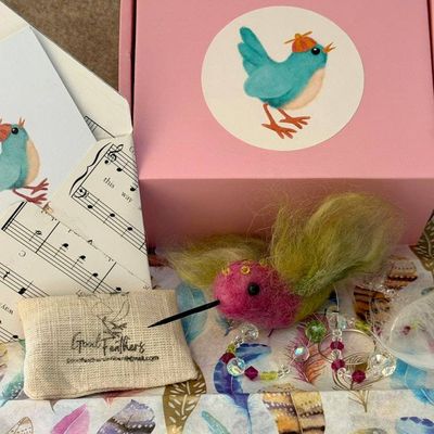 Alternate image for Needle Felted Hummingbird Ornament called Petal– Handmade Sun Catcher and Window Decor