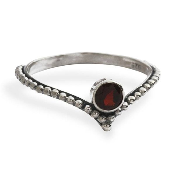 Alternate image for Classic Sterling Silver and Natural Garnet Single Stone Ring Princess of Passion