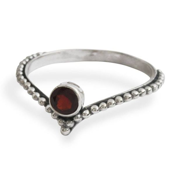 Alternate image for Classic Sterling Silver and Natural Garnet Single Stone Ring Princess of Passion