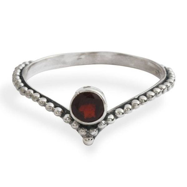 Alternate image for Classic Sterling Silver and Natural Garnet Single Stone Ring Princess of Passion