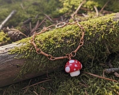 Alternate image for Red Mushroom Copper Bracelet