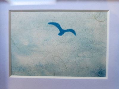 Alternate image for Framed Miniature Cyanotype Seabird Art in Blue