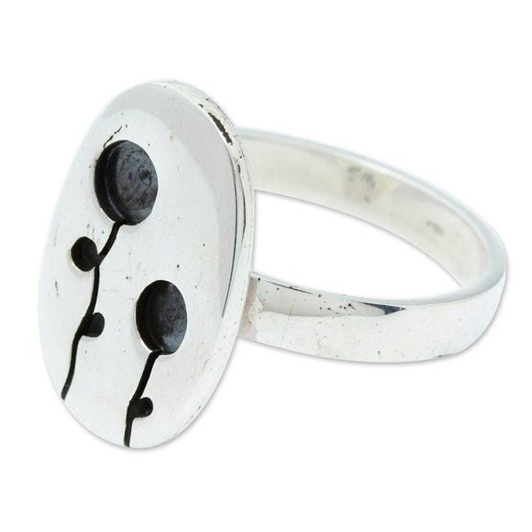 Alternate image for 950 Silver Cocktail Ring with Abstract Flowers from Taxco Lollipop Flowers