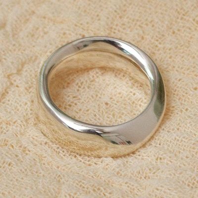 Alternate image for High-Polish Sterling Silver Band Ring from Taxco Mexico Meditation and Balance