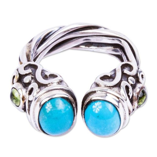 Alternate image for Taxco Silver and Reconstituted Turquoise Ring with Peridot Boundless Memories