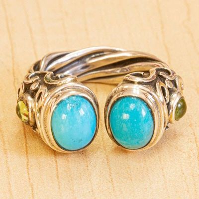 Alternate image for Taxco Silver and Reconstituted Turquoise Ring with Peridot Boundless Memories