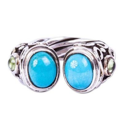 Alternate image for Taxco Silver and Reconstituted Turquoise Ring with Peridot Boundless Memories