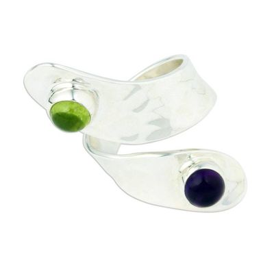 Alternate image for Amethyst and Peridot Taxco Sterling Silver Cocktail Ring Footpath