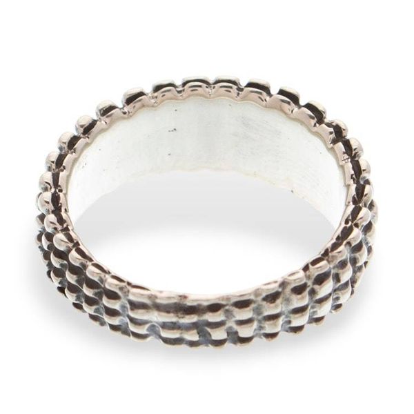 Alternate image for Taxco-Made Oxidized Polished Textured Silver Band Ring Textured Glamour