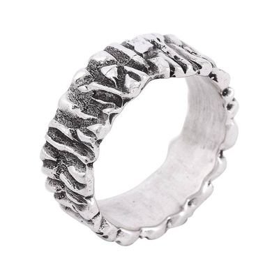 Alternate image for Modern Taxco Sterling Silver Band Ring from Mexico Taxco Texture