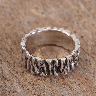 Alternate image for Modern Taxco Sterling Silver Band Ring from Mexico Taxco Texture