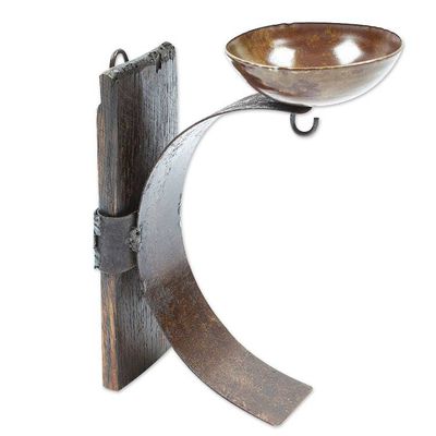 Alternate image for Iron and Wood Wall Barrel Sconce Handcrafted in Mexico Rustic Little Light