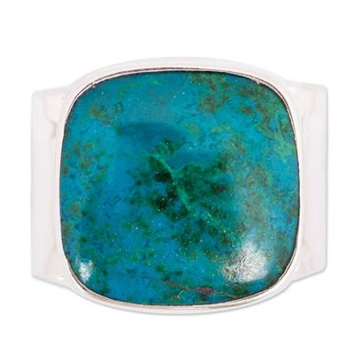 Alternate image for Collectible Taxco Silver Chrysocolla Cocktail Ring Always