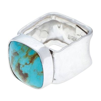 Alternate image for Taxco Silver and Natural Turquoise Cocktail Ring Always Azure