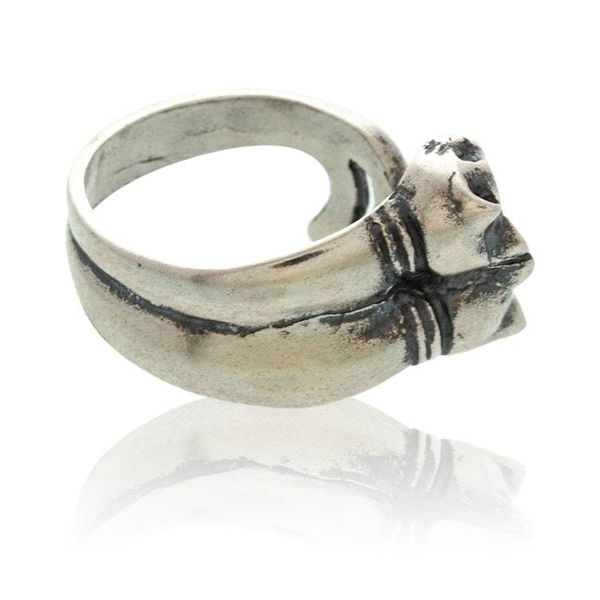 Alternate image for Oxidized and Polished Cat-Themed Sterling Silver Wrap Ring Feline Soul