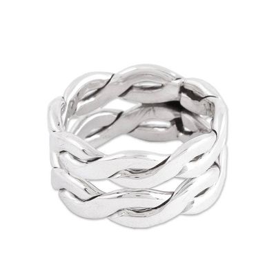 Alternate image for Amethyst Sterling Silver Intertwining Band Single Stone Ring Currents at Dawn