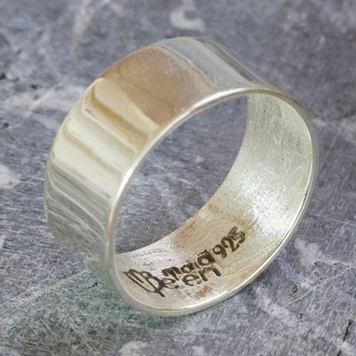 Primary image for Handcrafted Polished Sterling Silver Band Ring from Mexico Shining Power