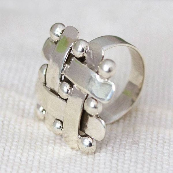 Alternate image for Polished Taxco Sterling Silver Cocktail Ring Braided Gala