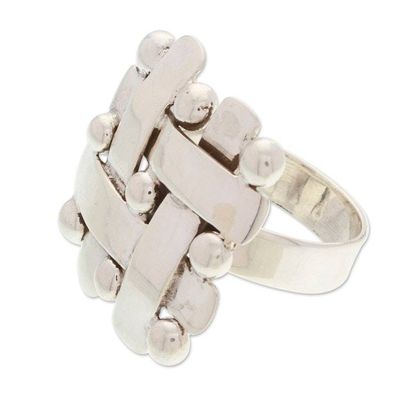 Alternate image for Polished Taxco Sterling Silver Cocktail Ring Braided Gala