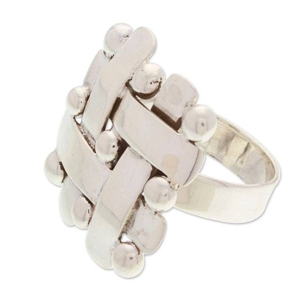 Alternate image for Polished Taxco Sterling Silver Cocktail Ring Braided Gala