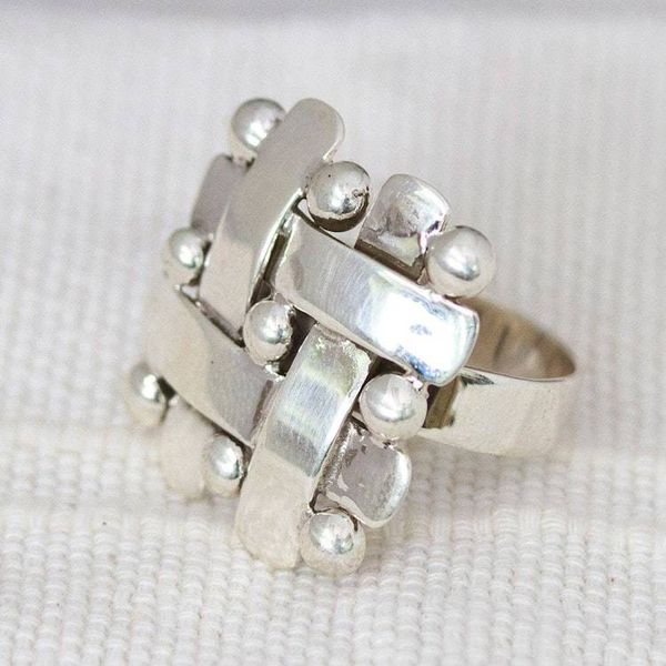 Alternate image for Polished Taxco Sterling Silver Cocktail Ring Braided Gala