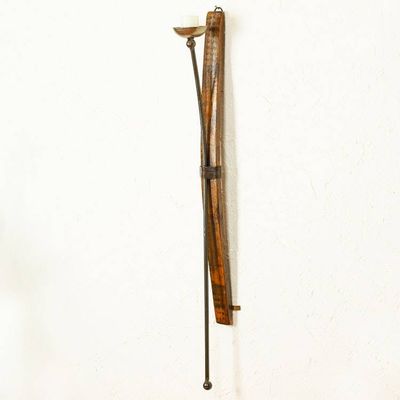 Primary image for Mexican Iron and Wood Wall Sconce made from Barrel High Hacienda Lights