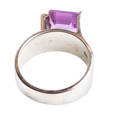 Alternate image for Amethyst and Sterling Silver Cocktail Ring From Taxco Mexico Amethyst Lock