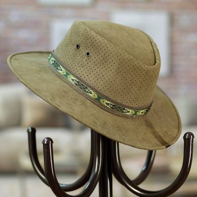 Primary image for Handcrafted Olive Leather Hat from Mexico Classic Look in Olive