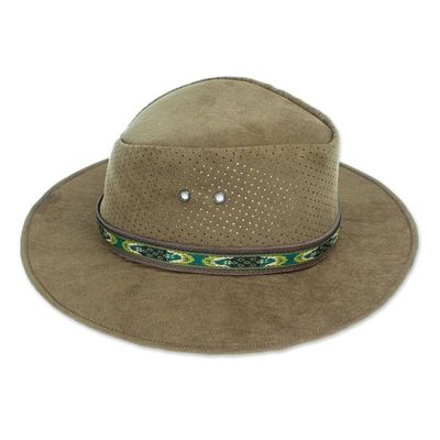 Alternate image for Handcrafted Olive Leather Hat from Mexico Classic Look in Olive