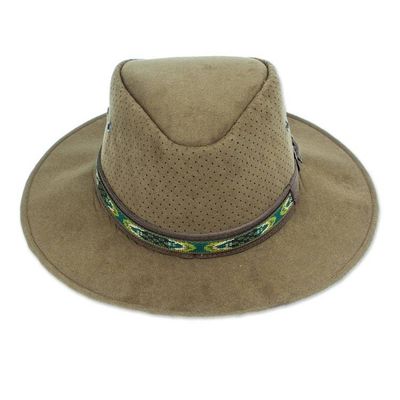 Alternate image for Handcrafted Olive Leather Hat from Mexico Classic Look in Olive