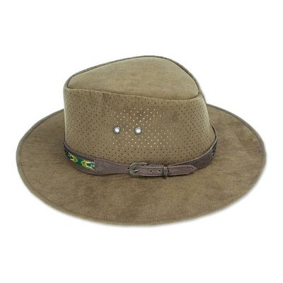 Alternate image for Handcrafted Olive Leather Hat from Mexico Classic Look in Olive
