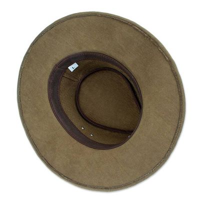 Alternate image for Handcrafted Olive Leather Hat from Mexico Classic Look in Olive