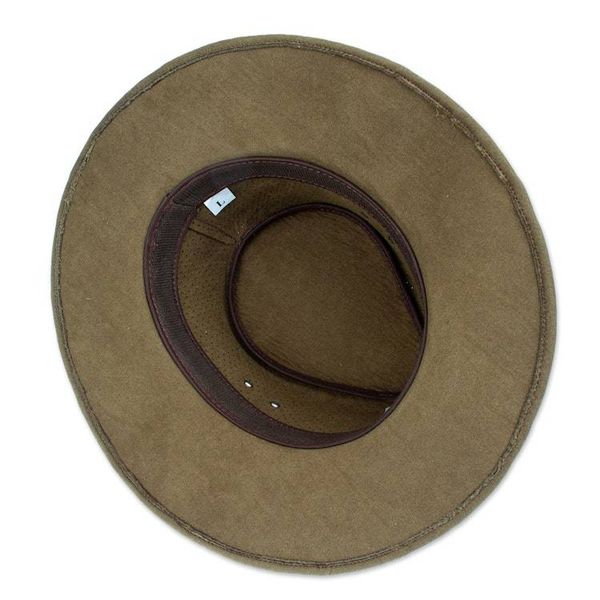 Alternate image for Handcrafted Olive Leather Hat from Mexico Classic Look in Olive