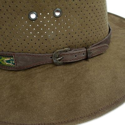 Alternate image for Handcrafted Olive Leather Hat from Mexico Classic Look in Olive