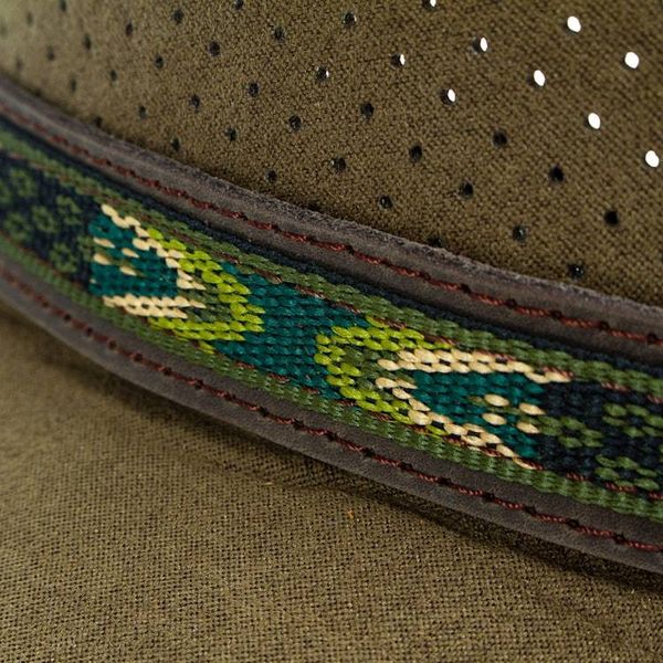 Alternate image for Handcrafted Olive Leather Hat from Mexico Classic Look in Olive