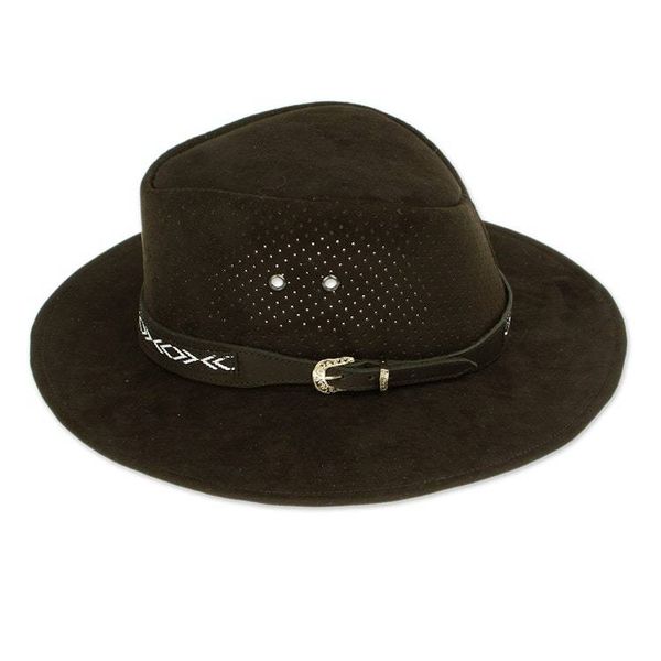 Alternate image for Handcrafted Black Leather Hat from Mexico Classic Look in Black