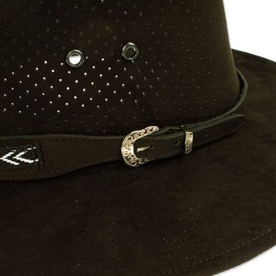 Alternate image for Handcrafted Black Leather Hat from Mexico Classic Look in Black