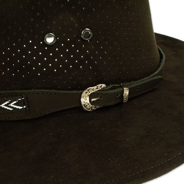 Alternate image for Handcrafted Black Leather Hat from Mexico Classic Look in Black