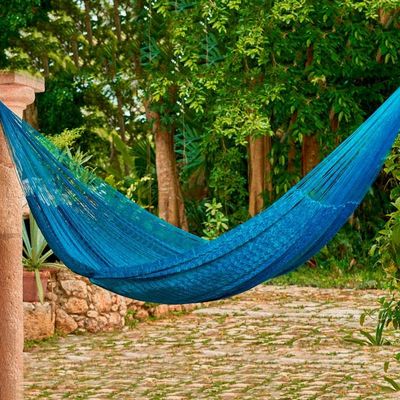 Alternate image for Handwoven Teal Hammock from Mexico Single Teal Haven