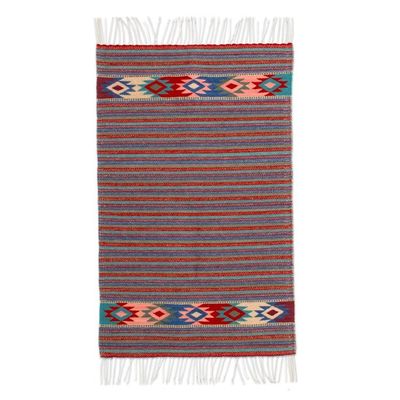 Alternate image for Colorful 2 x 3.5 Ft Handwoven Zapotec Wool Accent Rug Dainzu Horizons