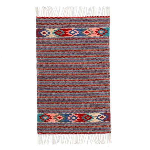 Alternate image for Colorful 2 x 3.5 Ft Handwoven Zapotec Wool Accent Rug Dainzu Horizons